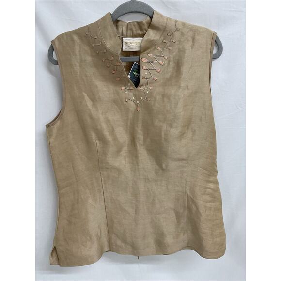 Geiger Austria Linen /Silk Blend Embroidered Shirt Sz 42, Hidden Zipper, New - Picture 2 of 11